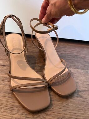 LOFT Tan Strappy Low Block Heel Sandals